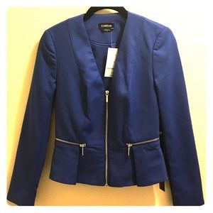 Blue Zip Waist Peplum Jacket by Bebe